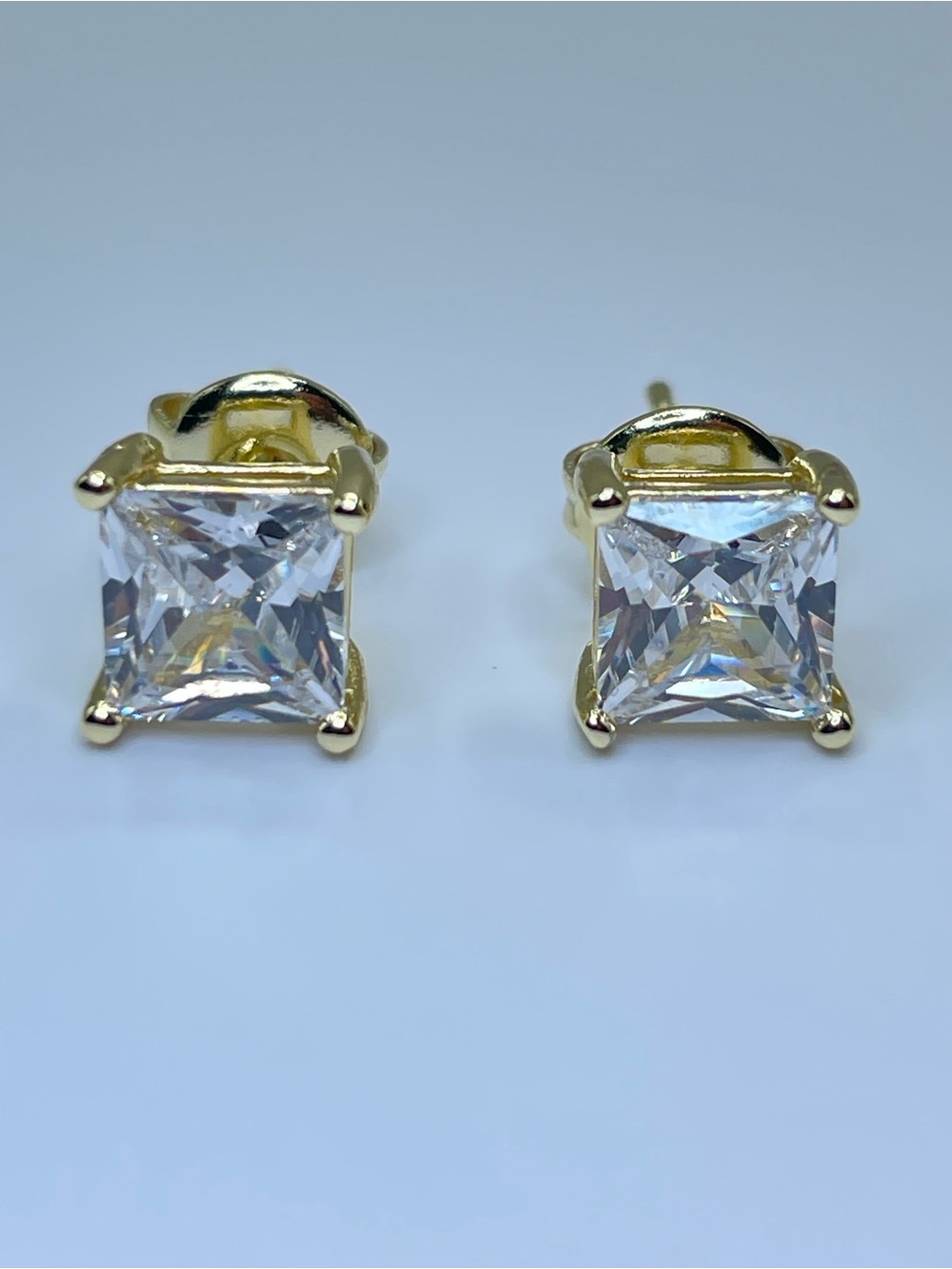 Swarovski Crystal Elements White Swarovski Elements Princess Cut Stud Earrings